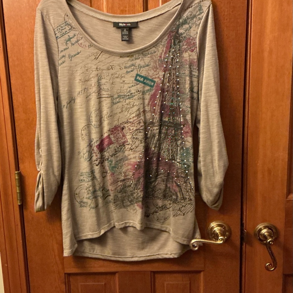 Beige Embellished Women's Top